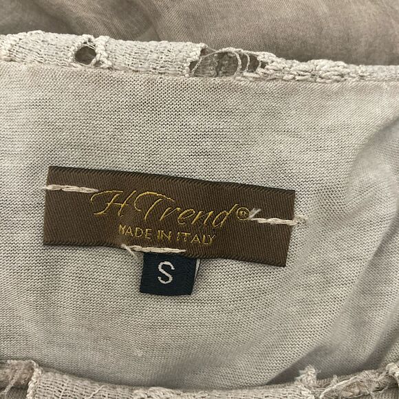 H Trend Italy Silk Lace Blouse S Beige Asymmetric Hem Made in Italy - Picture 13 of 14